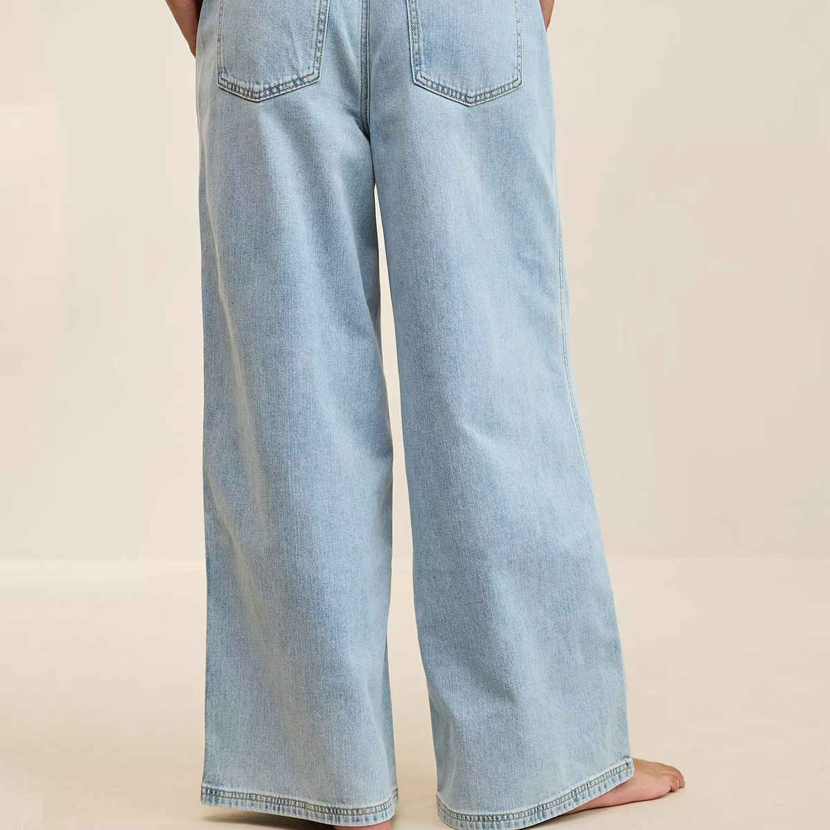 Daydream Denim Drawstring Pull‑On Wide‑Leg Pants Trousers