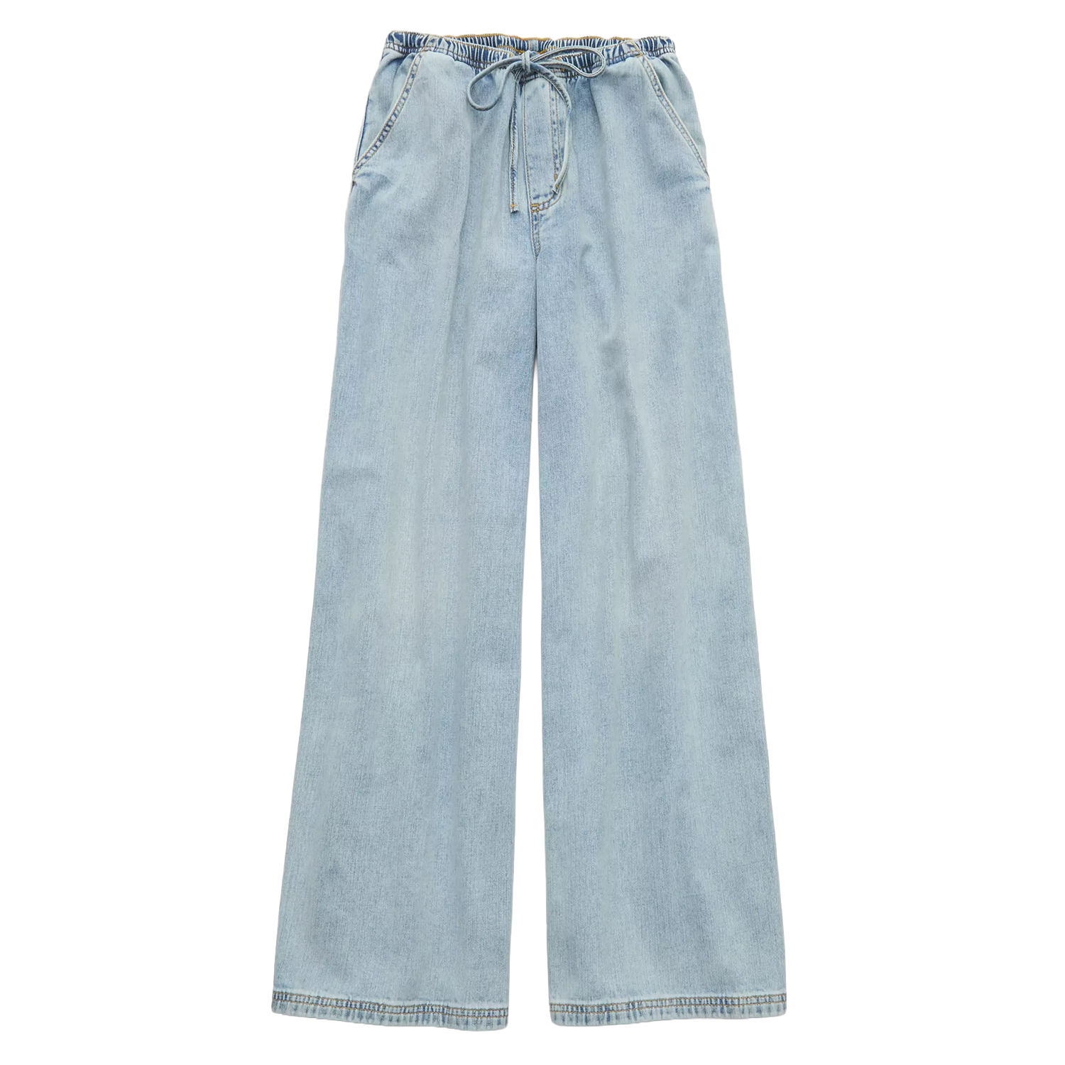 Daydream Denim Drawstring Pull‑On Wide‑Leg Pants Trousers