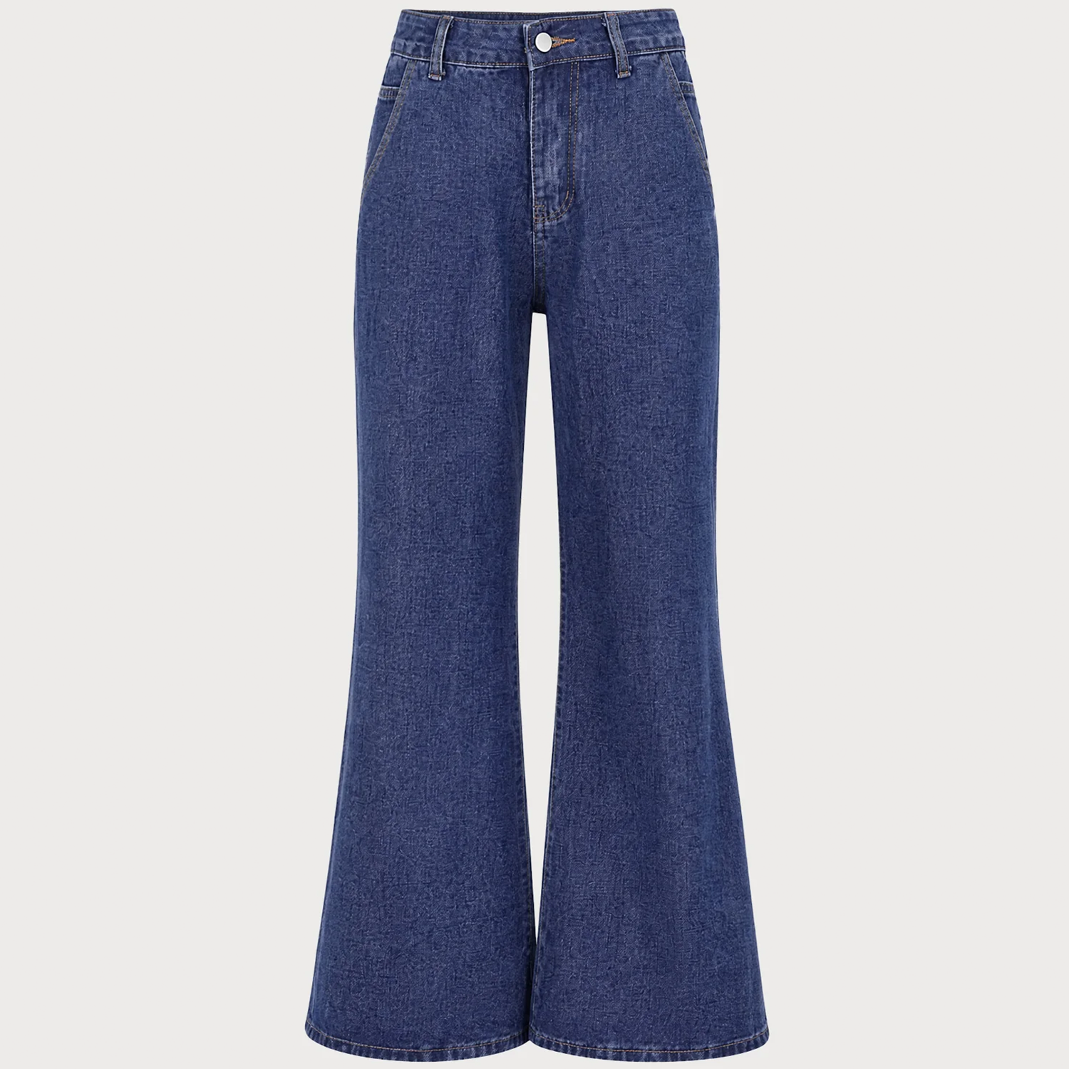 Blue Low‑Waist Solid Stonewashed Wide‑Leg Jeans Trousers