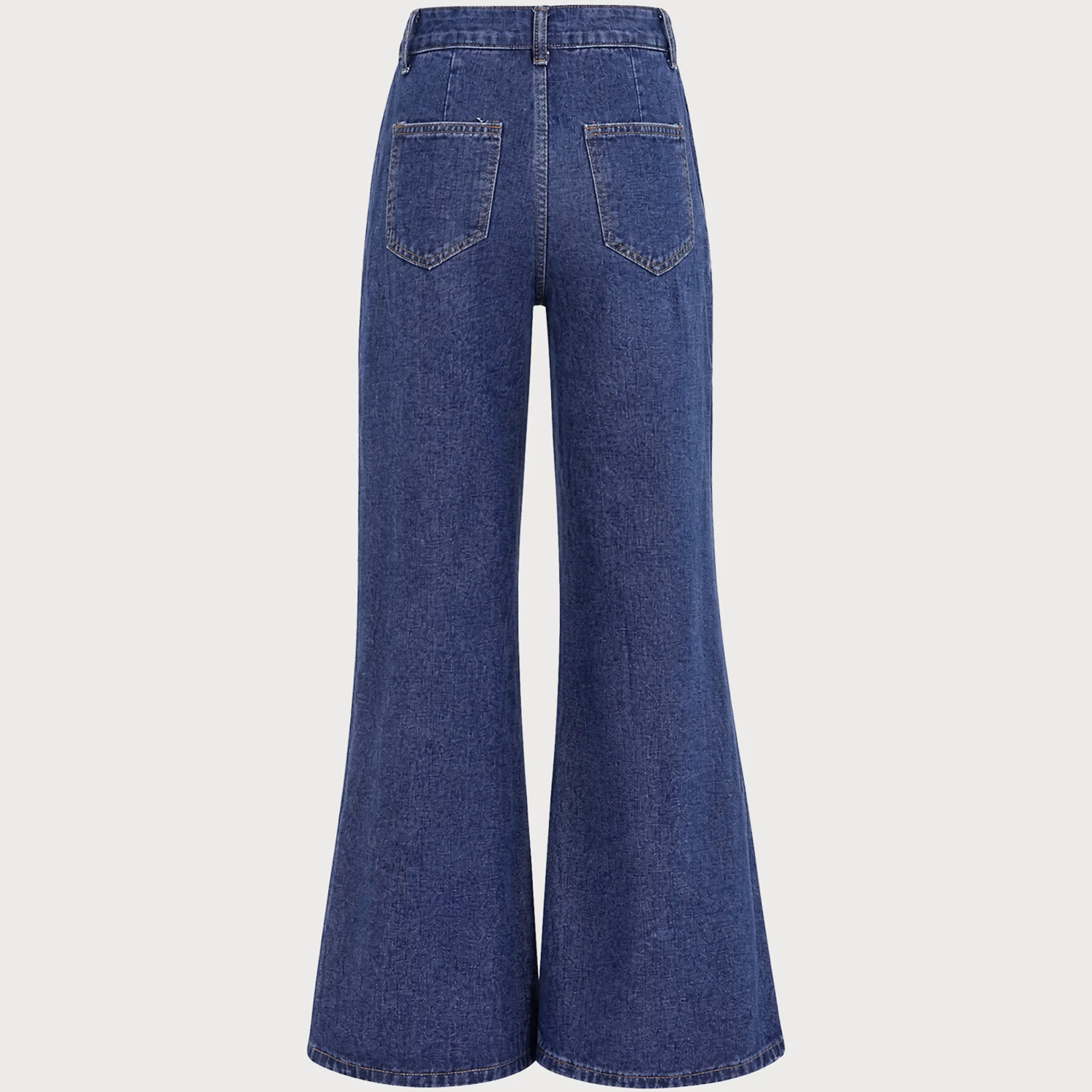 Blue Low‑Waist Solid Stonewashed Wide‑Leg Jeans Trousers